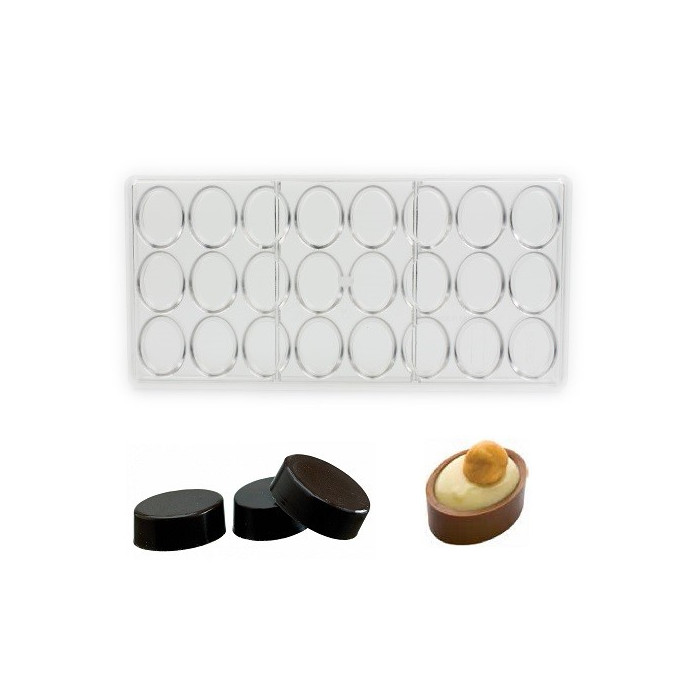 Bonbon mould Chocolate World Oval Shell (24x) 34x25x12 mm