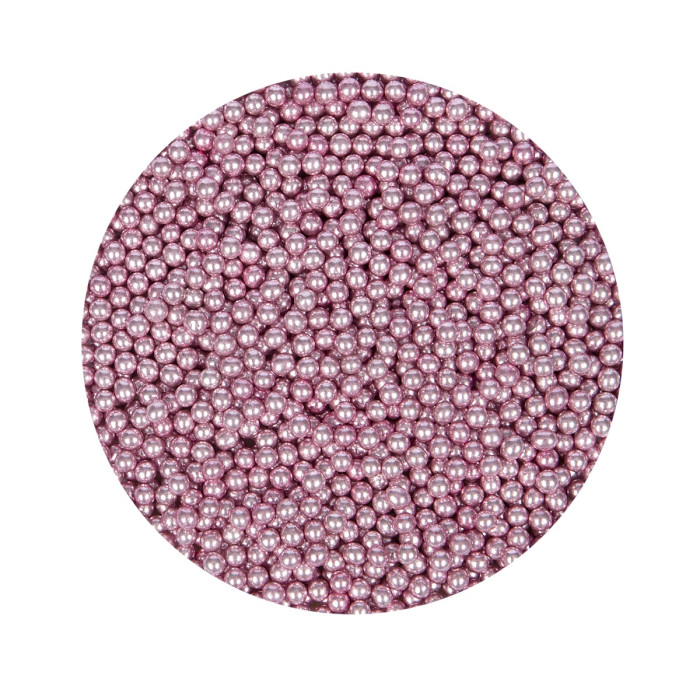 BrandNewCake Sugar Beads Metallic Pink 4mm 80gr.
