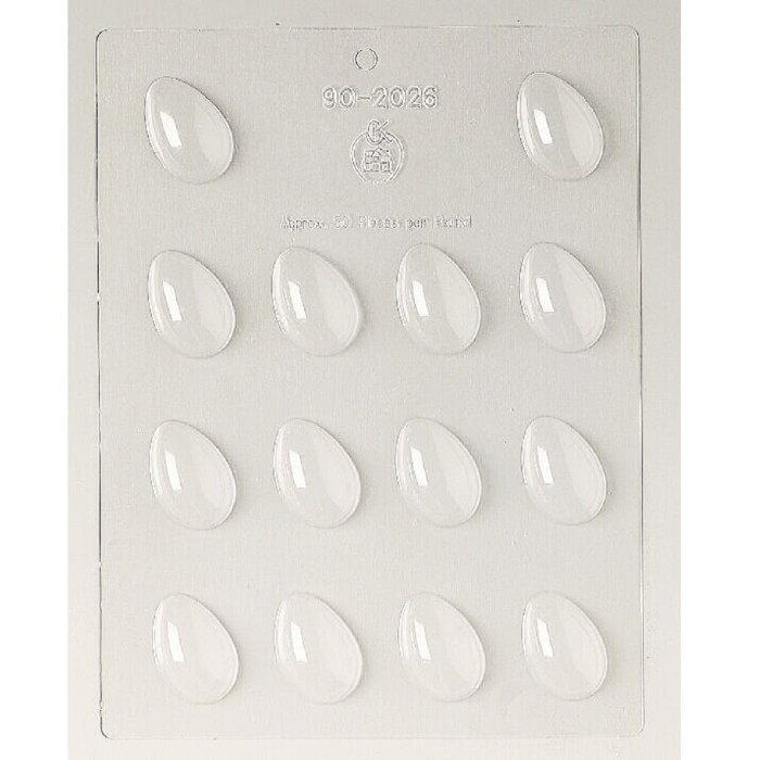 Chocolate Mould Easter Half Egg Smooth (14x) 3.5x2.5x1.2cm