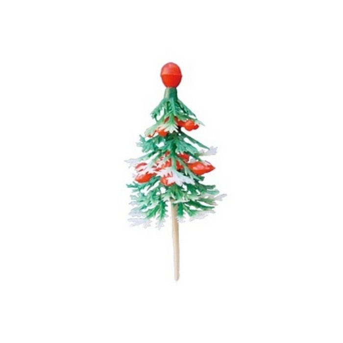 Cake decoration Pine Tree Green Red Top Prickers 144 pieces