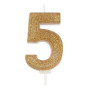 Culpitt Number candle #5 Gold with Glitter