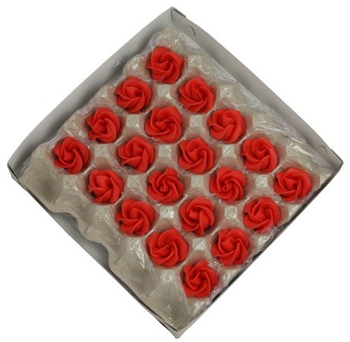 Marzipan roses 5 leaves 35mm 20 pieces, Red Luxury