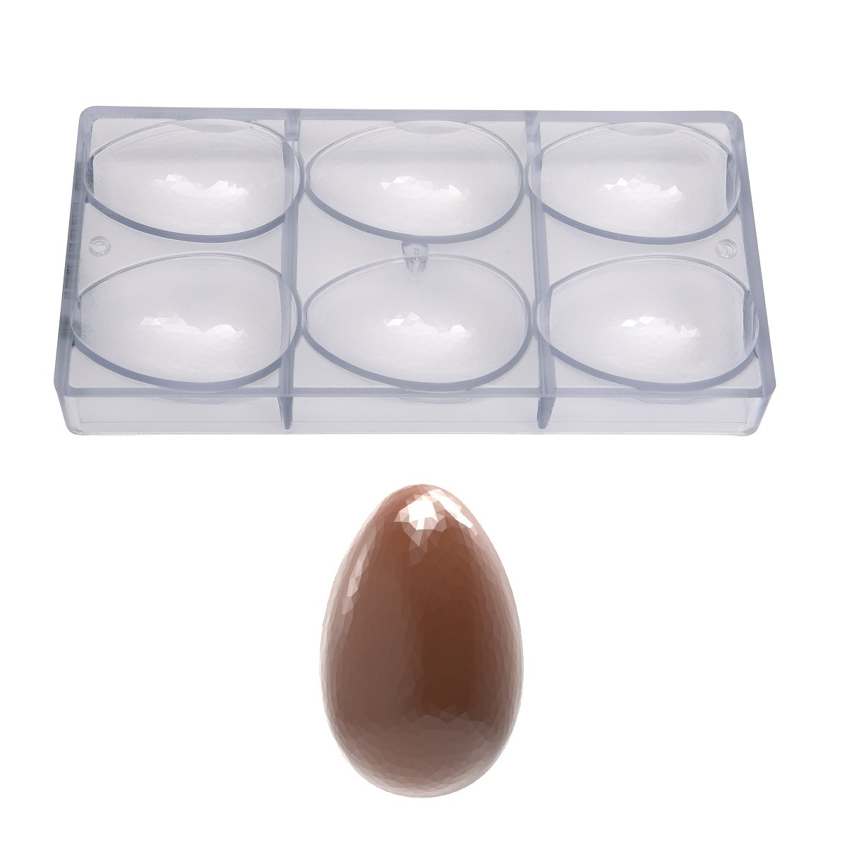 Chocolate Hollow Mold Chocolate World Egg Facet (6x) 86x56x30mm