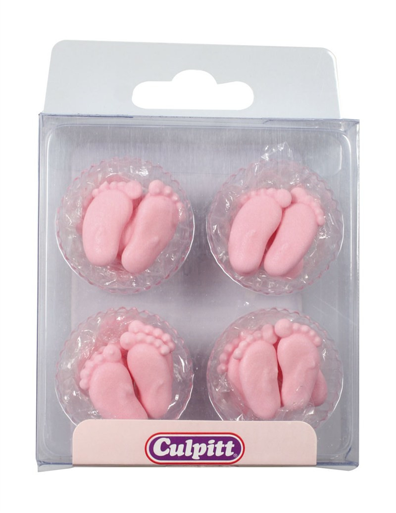 Culpitt Sugar decoration Baby Feet Pink 12 pairs