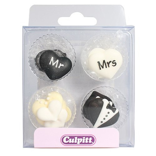 Culpitt Sugar decoration Mr&Mrs 25mm. 12 pieces
