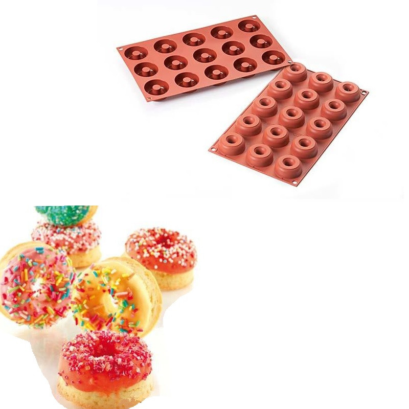 Silikomart Silicone Baking Mould Mini Donuts Ø4.5-1.5x1.8cm (15)