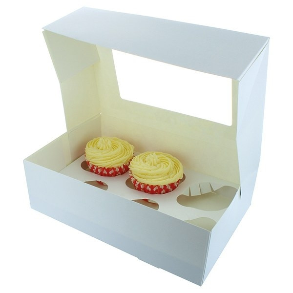 Cupcake Box 6 / 12 MINI White (incl. tray window) 3pcs.