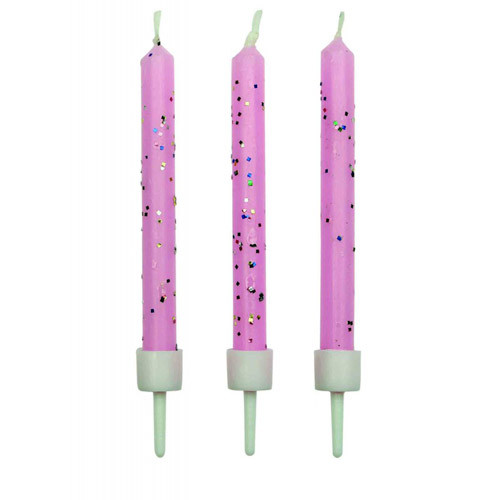 PME Cake Candles Pink with glitter 10 pieces