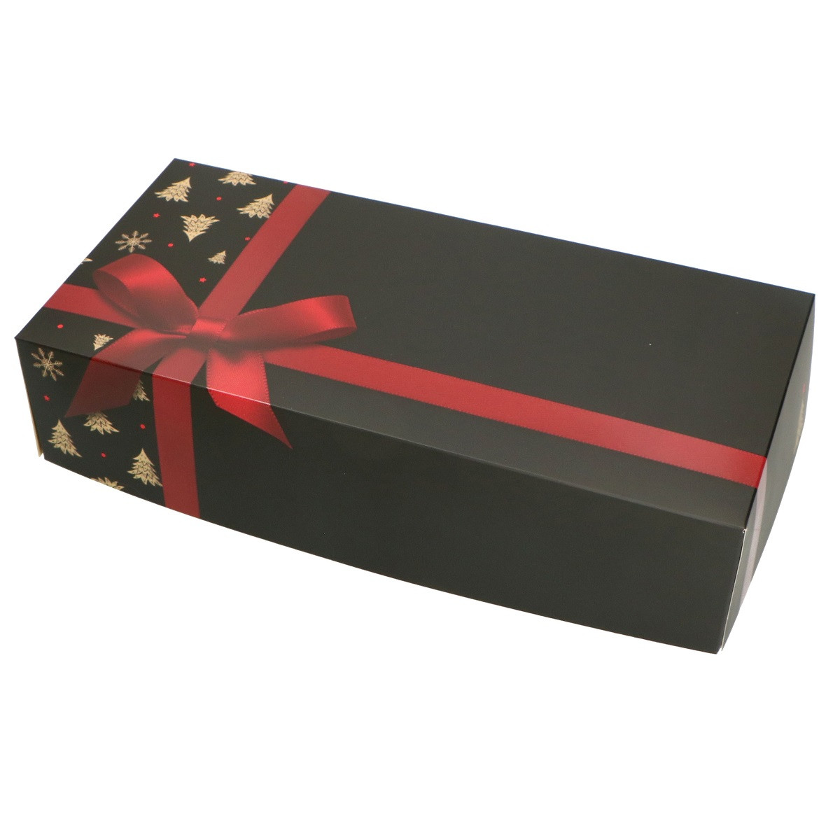 Cake Box Stol Large 39x18.4x9.2cm. Black with Bow (Christmas)