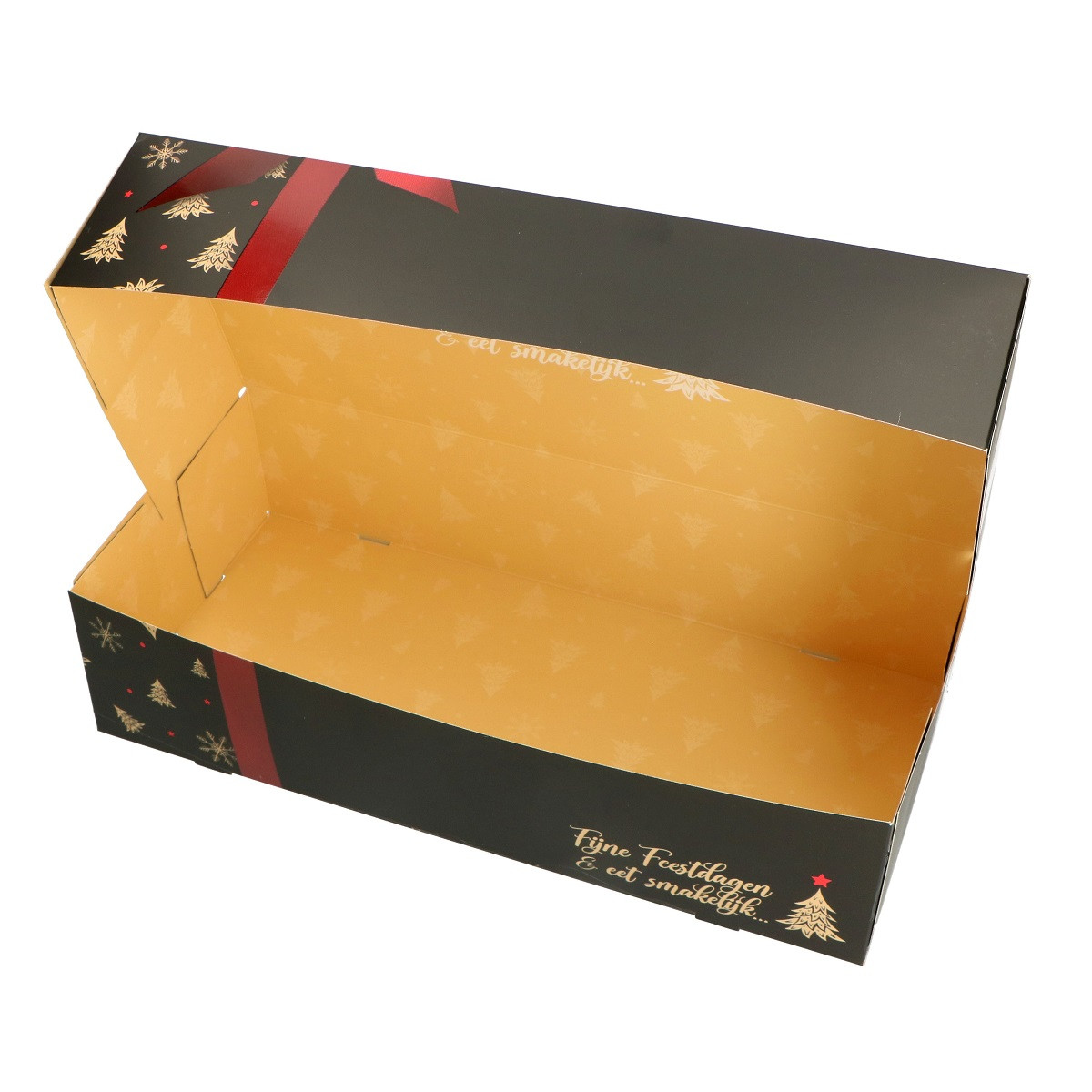 Cake Box Stol Large 39x18.4x9.2cm. Black with Bow (Christmas)
