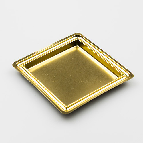 Cake dish plastic Square Gold 88mm
