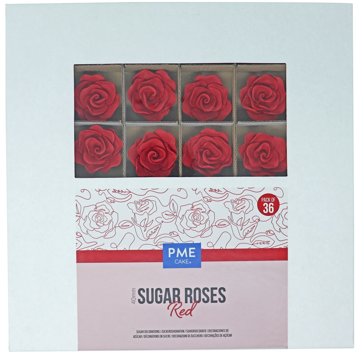 PME Sugar Roses Red Ø4cm 36pcs