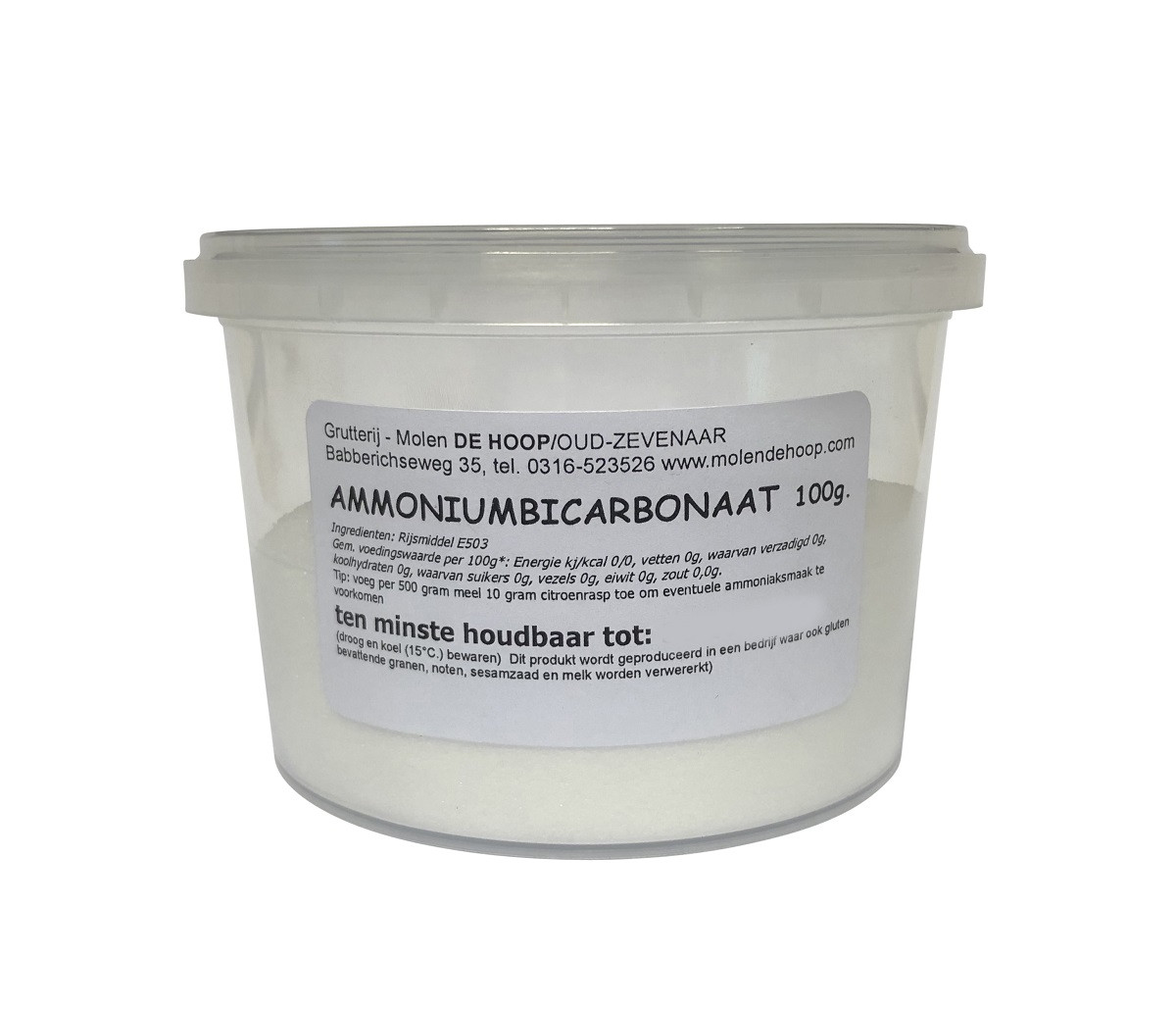 Molen de Hoop Ammonium bicarbonate 100gr