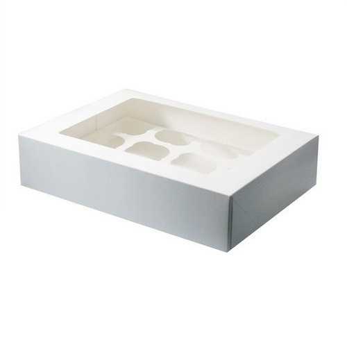 Cupcake Box 12 White (incl. tray with window) 3pcs.