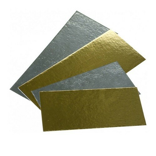 Cake Cardboard Gold/Silver Rectangle 20.5 x 8.5 cm per piece